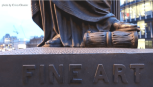 Photo of a sculpture that says fine art