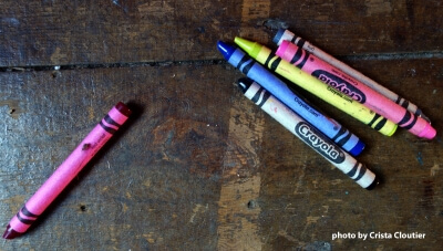 Crayons on wood